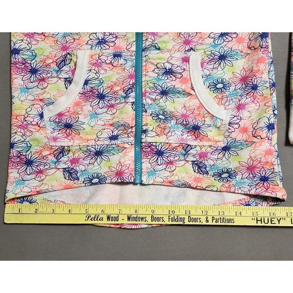 Nike Girls Full Zip Hoodie Sweatshirt L Neon Floral Print